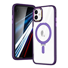 Ultra-thin Transparent TPU Soft Case Cover with Mag-Safe Magnetic SD1 for Apple iPhone 12 Purple