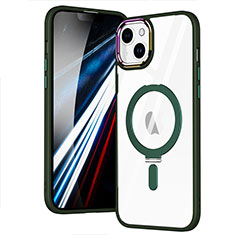 Ultra-thin Transparent TPU Soft Case Cover with Mag-Safe Magnetic SD1 for Apple iPhone 13 Green
