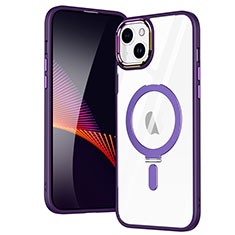 Ultra-thin Transparent TPU Soft Case Cover with Mag-Safe Magnetic SD1 for Apple iPhone 15 Plus Purple
