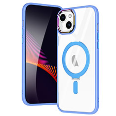 Ultra-thin Transparent TPU Soft Case Cover with Mag-Safe Magnetic SD1 for Apple iPhone 15 Sky Blue