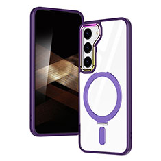 Ultra-thin Transparent TPU Soft Case Cover with Mag-Safe Magnetic SD1 for Samsung Galaxy S24 5G Purple