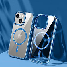 Ultra-thin Transparent TPU Soft Case Cover with Mag-Safe Magnetic TB1 for Apple iPhone 14 Blue