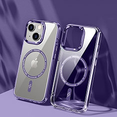 Ultra-thin Transparent TPU Soft Case Cover with Mag-Safe Magnetic TB1 for Apple iPhone 14 Plus Purple