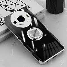 Ultra-thin Transparent TPU Soft Case Cover with Magnetic Finger Ring Stand AN1 for Sharp Aquos R8s Pro Silver