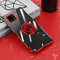 Ultra-thin Transparent TPU Soft Case Cover with Magnetic Finger Ring Stand AN1 for Sharp Aquos Sense4 Basic Red