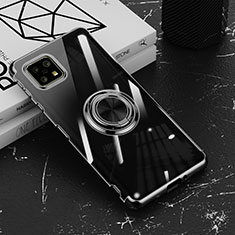 Ultra-thin Transparent TPU Soft Case Cover with Magnetic Finger Ring Stand AN1 for Sharp Aquos Sense4 Black
