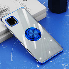 Ultra-thin Transparent TPU Soft Case Cover with Magnetic Finger Ring Stand AN1 for Sharp Aquos Sense6 Blue