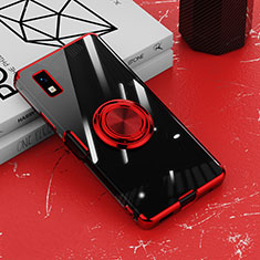 Ultra-thin Transparent TPU Soft Case Cover with Magnetic Finger Ring Stand AN1 for Sharp Aquos wish Red