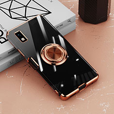 Ultra-thin Transparent TPU Soft Case Cover with Magnetic Finger Ring Stand AN1 for Sharp Aquos wish Rose Gold