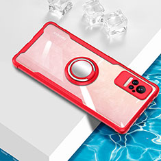 Ultra-thin Transparent TPU Soft Case Cover with Magnetic Finger Ring Stand BH1 for Xiaomi Civi 5G Red