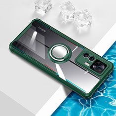 Ultra-thin Transparent TPU Soft Case Cover with Magnetic Finger Ring Stand BH1 for Xiaomi Mi 12T Pro 5G Green