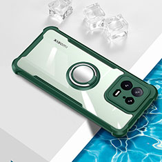 Ultra-thin Transparent TPU Soft Case Cover with Magnetic Finger Ring Stand BH1 for Xiaomi Mi 13 5G Green
