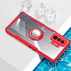 Ultra-thin Transparent TPU Soft Case Cover with Magnetic Finger Ring Stand BH1 for Xiaomi Redmi K50 Gaming 5G Red