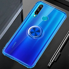 Ultra-thin Transparent TPU Soft Case Cover with Magnetic Finger Ring Stand C01 for Huawei Honor 20 Lite Blue