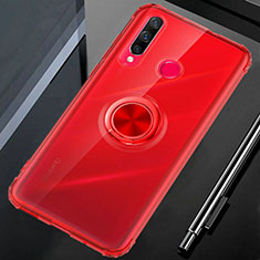 Ultra-thin Transparent TPU Soft Case Cover with Magnetic Finger Ring Stand C01 for Huawei Honor 20 Lite Red