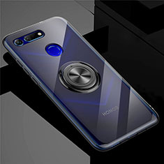 Ultra-thin Transparent TPU Soft Case Cover with Magnetic Finger Ring Stand C01 for Huawei Honor V20 Black