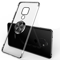Ultra-thin Transparent TPU Soft Case Cover with Magnetic Finger Ring Stand C01 for Huawei Mate 20 Black