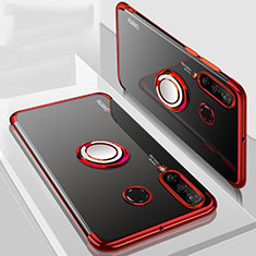 Ultra-thin Transparent TPU Soft Case Cover with Magnetic Finger Ring Stand C01 for Huawei Nova 4e Red