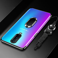 Ultra-thin Transparent TPU Soft Case Cover with Magnetic Finger Ring Stand C01 for Oppo RX17 Pro Black