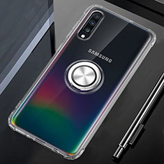 Ultra-thin Transparent TPU Soft Case Cover with Magnetic Finger Ring Stand C01 for Samsung Galaxy A70 Clear
