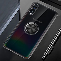 Ultra-thin Transparent TPU Soft Case Cover with Magnetic Finger Ring Stand C01 for Samsung Galaxy A90 5G Black