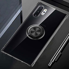 Ultra-thin Transparent TPU Soft Case Cover with Magnetic Finger Ring Stand C01 for Samsung Galaxy Note 10 Plus 5G Black