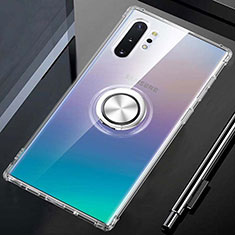 Ultra-thin Transparent TPU Soft Case Cover with Magnetic Finger Ring Stand C01 for Samsung Galaxy Note 10 Plus 5G Clear