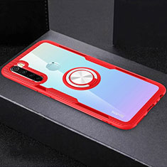 Ultra-thin Transparent TPU Soft Case Cover with Magnetic Finger Ring Stand C01 for Xiaomi Redmi Note 8 Red