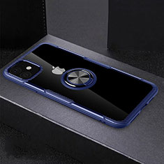 Ultra-thin Transparent TPU Soft Case Cover with Magnetic Finger Ring Stand C02 for Apple iPhone 11 Blue