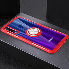 Ultra-thin Transparent TPU Soft Case Cover with Magnetic Finger Ring Stand C02 for Huawei Honor 20 Lite Red