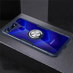 Ultra-thin Transparent TPU Soft Case Cover with Magnetic Finger Ring Stand C02 for Huawei Honor View 20 Blue