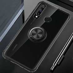 Ultra-thin Transparent TPU Soft Case Cover with Magnetic Finger Ring Stand C02 for Huawei P30 Lite XL Black