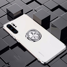 Ultra-thin Transparent TPU Soft Case Cover with Magnetic Finger Ring Stand C02 for Huawei P30 Pro White