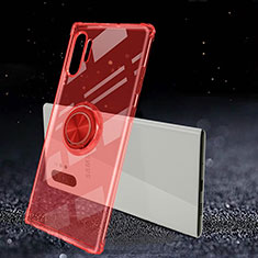 Ultra-thin Transparent TPU Soft Case Cover with Magnetic Finger Ring Stand C02 for Samsung Galaxy Note 10 Plus 5G Red