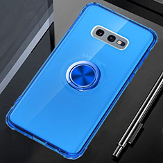 Ultra-thin Transparent TPU Soft Case Cover with Magnetic Finger Ring Stand C02 for Samsung Galaxy S10e Blue