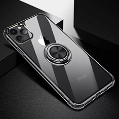Ultra-thin Transparent TPU Soft Case Cover with Magnetic Finger Ring Stand C03 for Apple iPhone 11 Pro Black