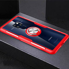 Ultra-thin Transparent TPU Soft Case Cover with Magnetic Finger Ring Stand C03 for Huawei Mate 20 X 5G Red