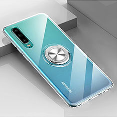 Ultra-thin Transparent TPU Soft Case Cover with Magnetic Finger Ring Stand C03 for Huawei P30 Clear