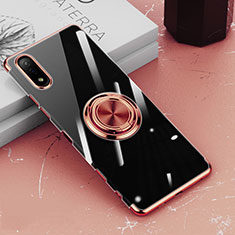Ultra-thin Transparent TPU Soft Case Cover with Magnetic Finger Ring Stand for Sony Xperia Ace II Rose Gold