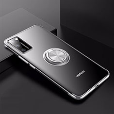 Ultra-thin Transparent TPU Soft Case Cover with Magnetic Finger Ring Stand S01 for Huawei Honor V30 5G Silver