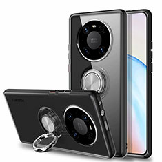 Ultra-thin Transparent TPU Soft Case Cover with Magnetic Finger Ring Stand S01 for Huawei Mate 40 Black