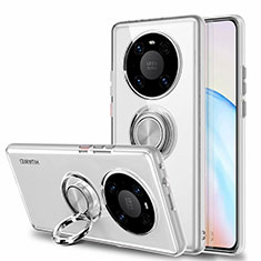 Ultra-thin Transparent TPU Soft Case Cover with Magnetic Finger Ring Stand S01 for Huawei Mate 40 Clear