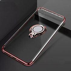 Ultra-thin Transparent TPU Soft Case Cover with Magnetic Finger Ring Stand S01 for Oppo A71 Rose Gold