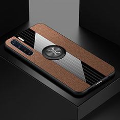 Ultra-thin Transparent TPU Soft Case Cover with Magnetic Finger Ring Stand S01 for Oppo A91 Brown