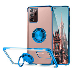 Ultra-thin Transparent TPU Soft Case Cover with Magnetic Finger Ring Stand S01 for Samsung Galaxy Note 20 Ultra 5G Blue