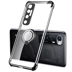 Ultra-thin Transparent TPU Soft Case Cover with Magnetic Finger Ring Stand S01 for Xiaomi Mi 10 Ultra Black