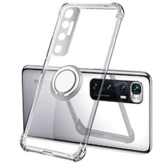 Ultra-thin Transparent TPU Soft Case Cover with Magnetic Finger Ring Stand S01 for Xiaomi Mi 10 Ultra Clear