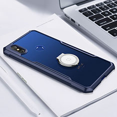 Ultra-thin Transparent TPU Soft Case Cover with Magnetic Finger Ring Stand S01 for Xiaomi Mi Mix 3 Blue