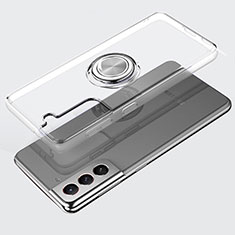 Ultra-thin Transparent TPU Soft Case Cover with Magnetic Finger Ring Stand S02 for Samsung Galaxy S21 5G Clear