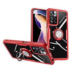 Ultra-thin Transparent TPU Soft Case Cover with Magnetic Finger Ring Stand ZL1 for Xiaomi Redmi Note 11 Pro+ Plus 5G Red